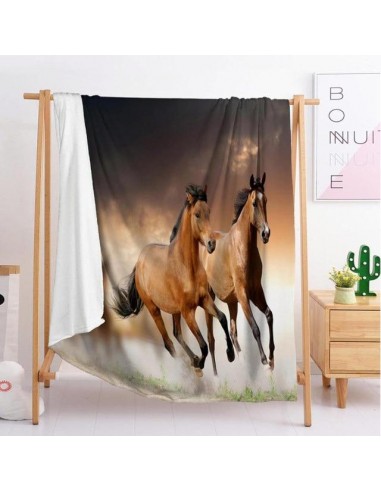 Plaid Cheval Chevaux Marron solde